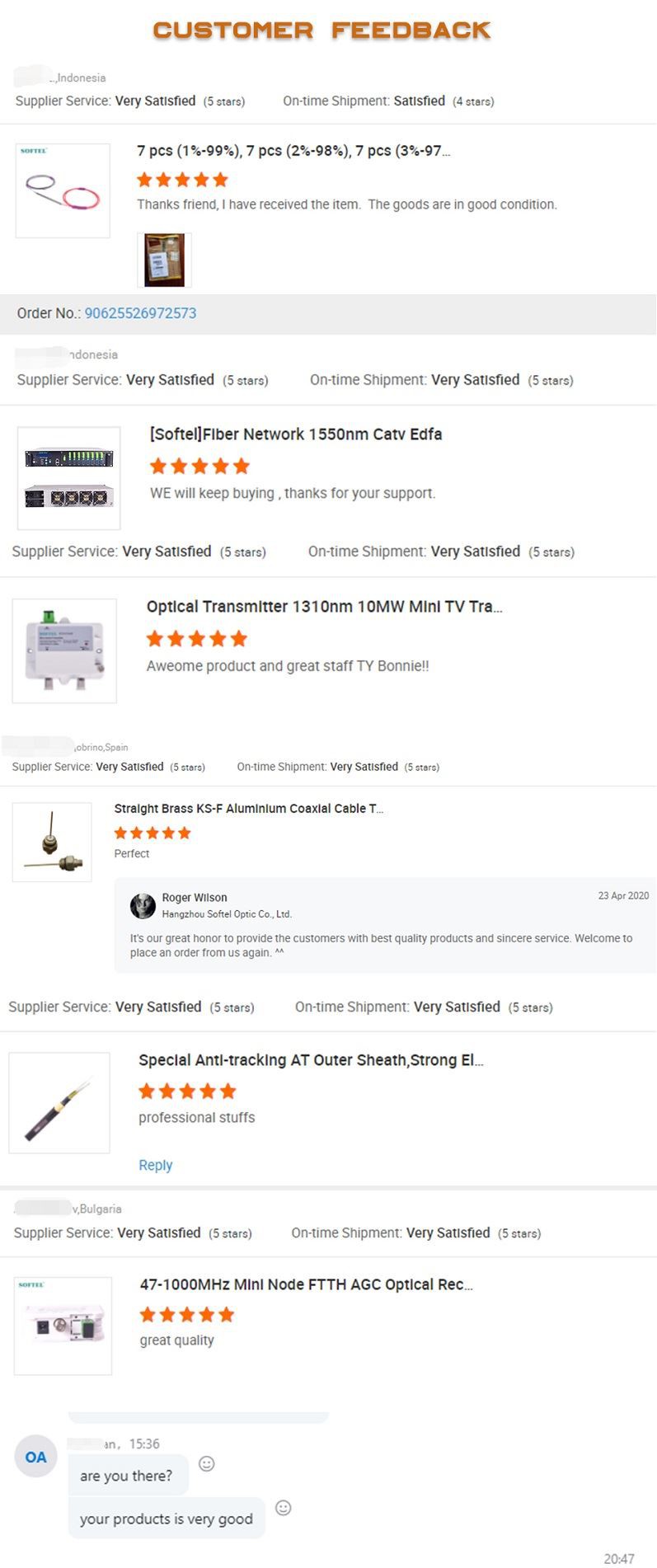 Customer feedback Customer feedback